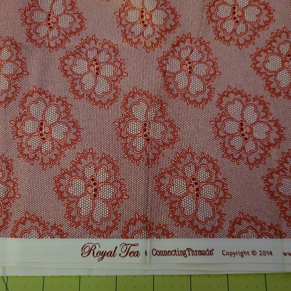 1 Yard Royal Tea by Connecting Threads Pink Floral Cotton Quilt Fabric
